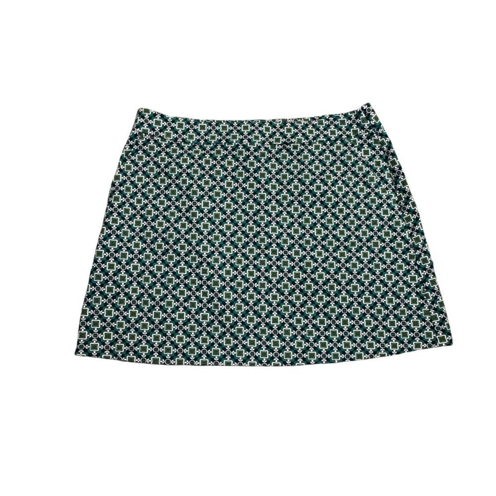 Boden A Line Skirt Navy Green Patterned Ponte Size 14 Regular